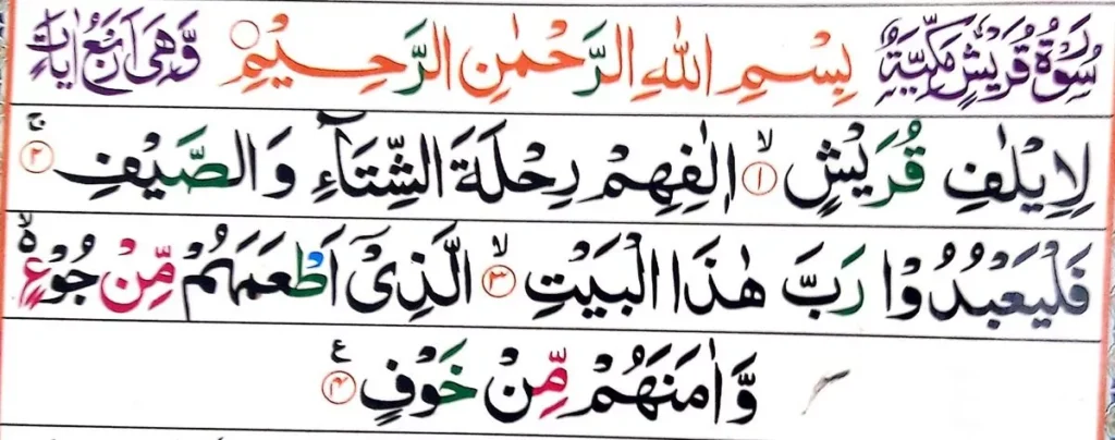 Surah Quraish with Urdu translation